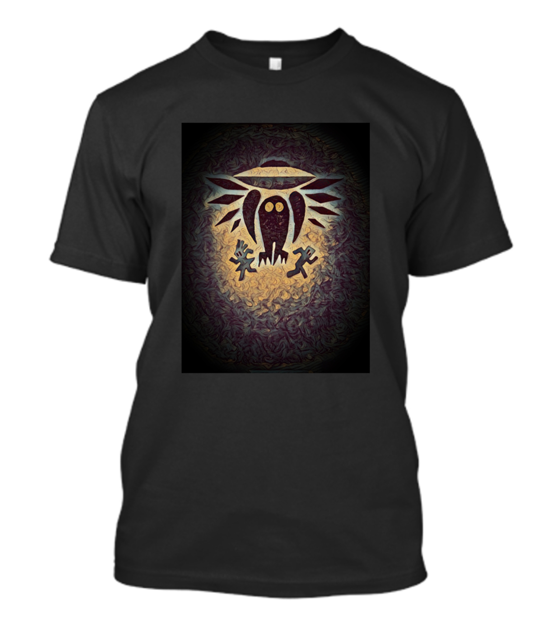 Mothman Symbol UFO And Humans Swirl Mystical T-Shirt