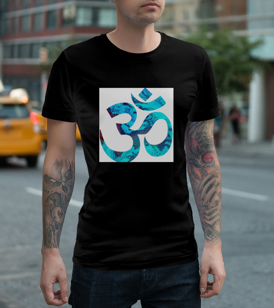 Ohm Symbol in Turquoise and Blue Marble Texture T-Shirt