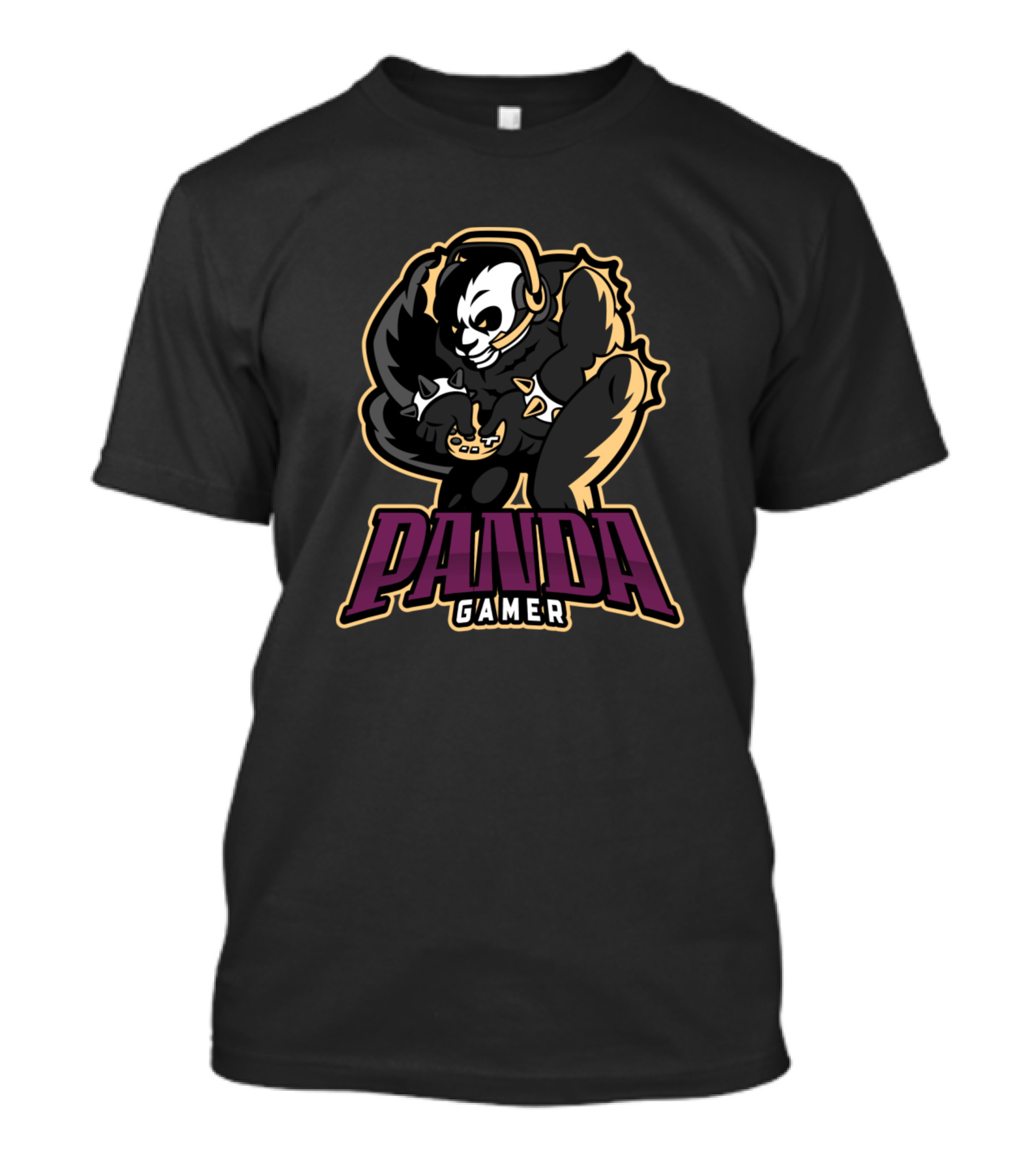 Panda Gamer Headphone Character With Crown T-Shirt
