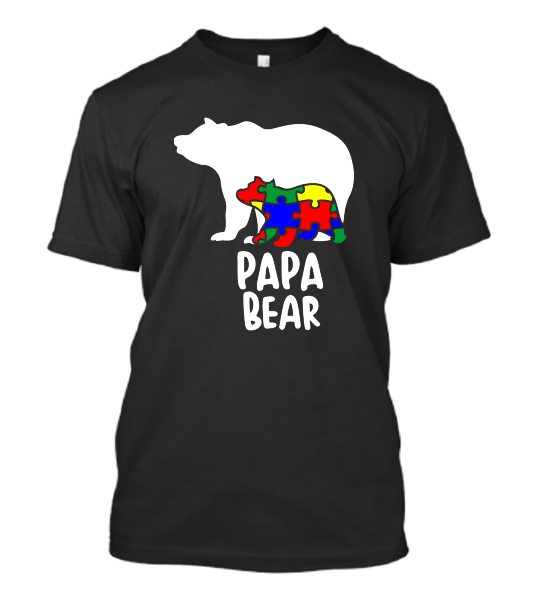 Papa Bear Autism Awareness Puzzle Pieces T-Shirt