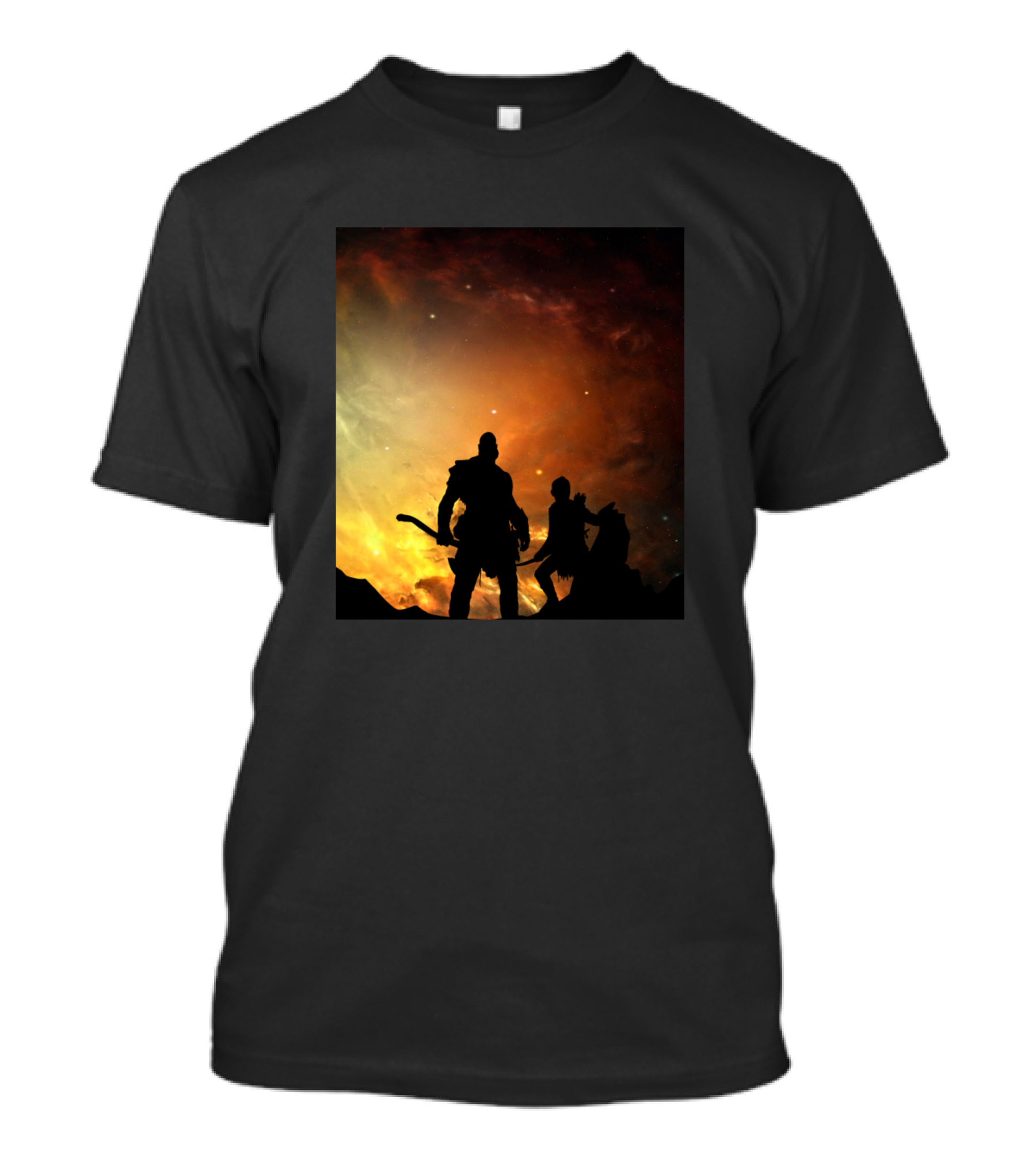 Rafiki And Simba Silhouettes Against Dramatic Fiery Sky T-Shirt