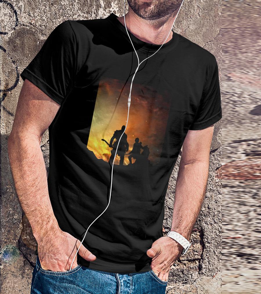 Rafiki And Simba Silhouettes Against Dramatic Fiery Sky T-Shirt