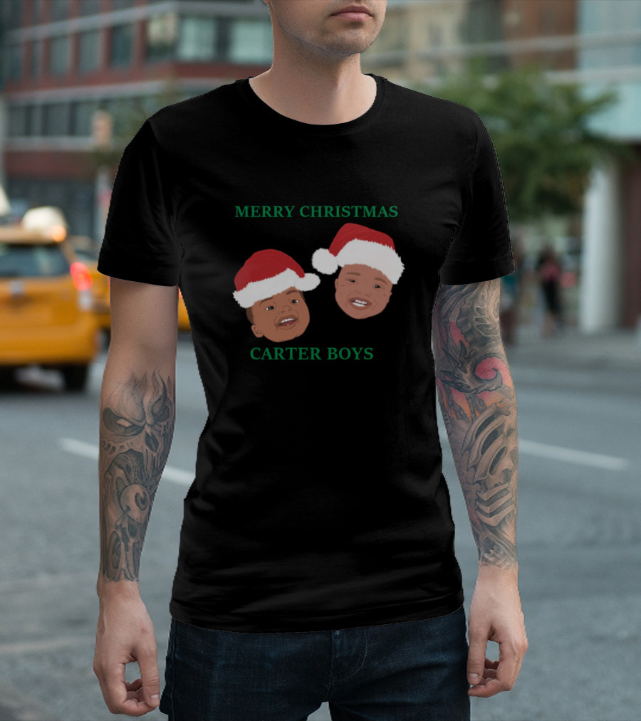 Merry Christmas Carter Boys Santa Hats T-Shirt