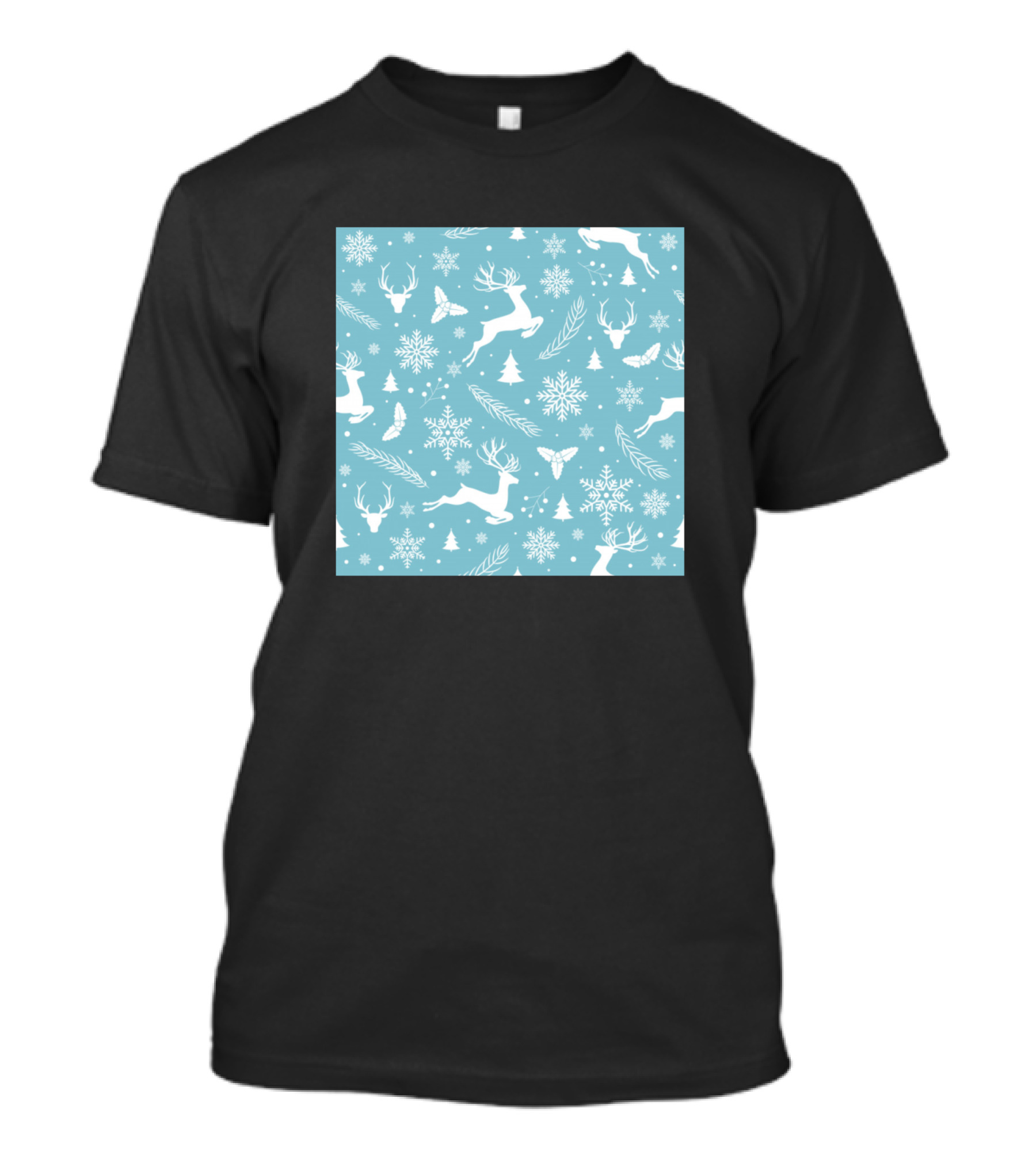 Amazing Christmas Reindeer Snowflakes Trees Pattern Mask T-Shirt