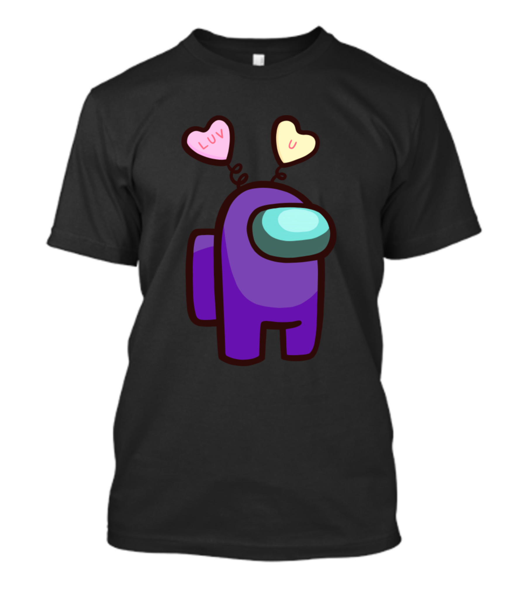 Among Us Purple Valentine Day Luv U Candy Hearts T-Shirt