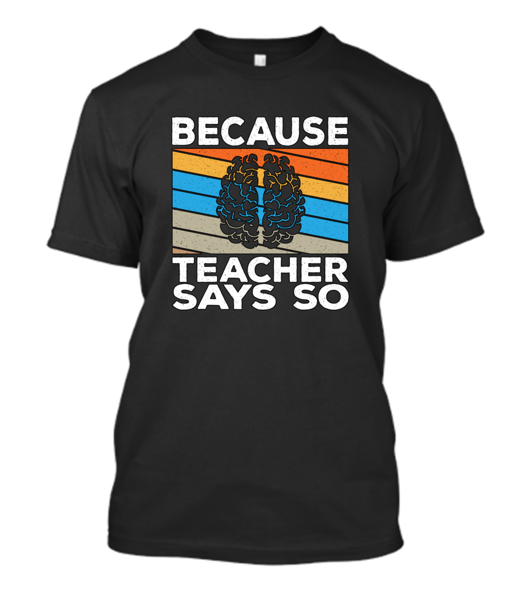 BECAUSE TEACHER SAYS SO Retro Brain Stripes T-Shirt