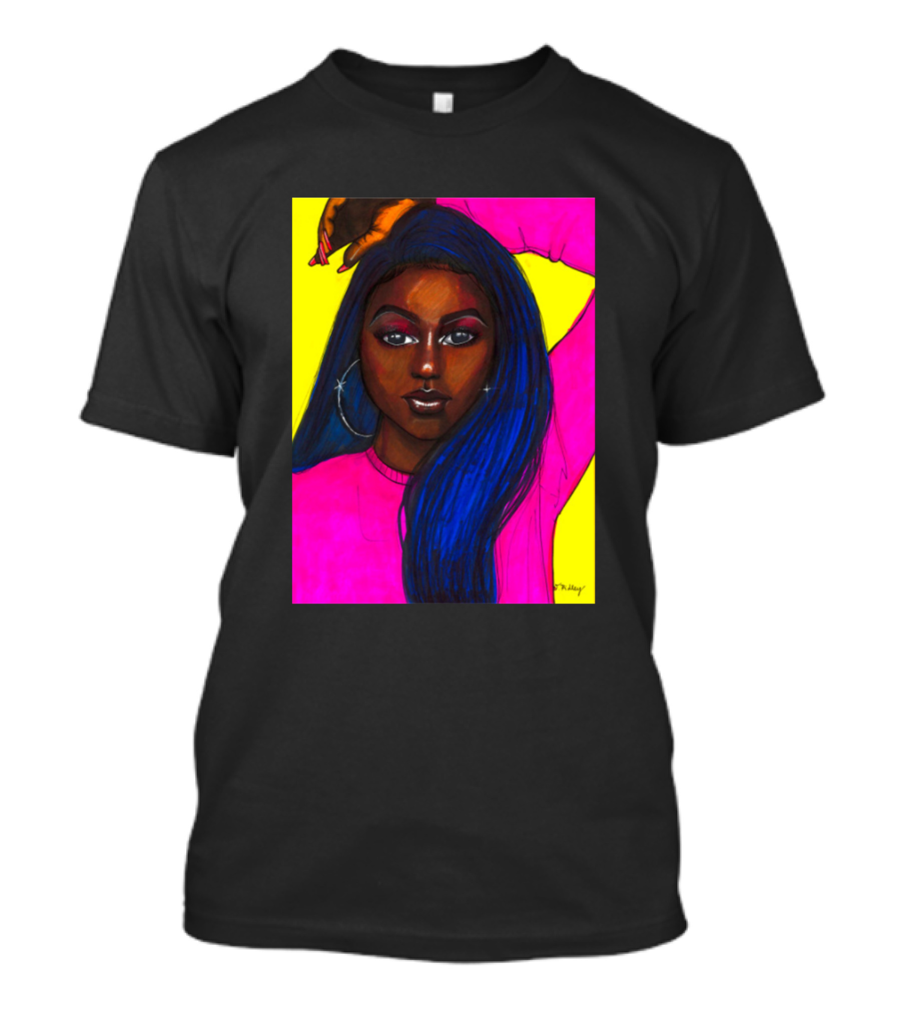 Blue Hair Beauty By Dan Florez T-Shirt