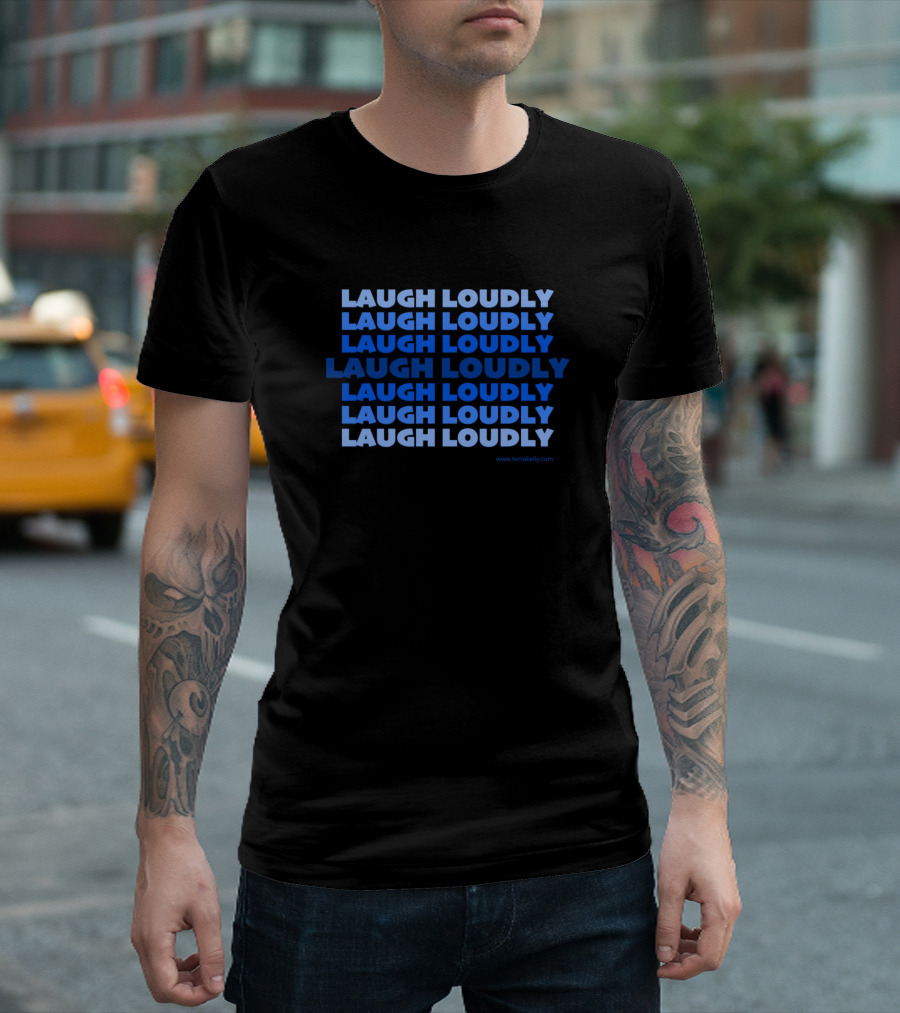 Laugh Loudly Blue Repetition T-Shirt