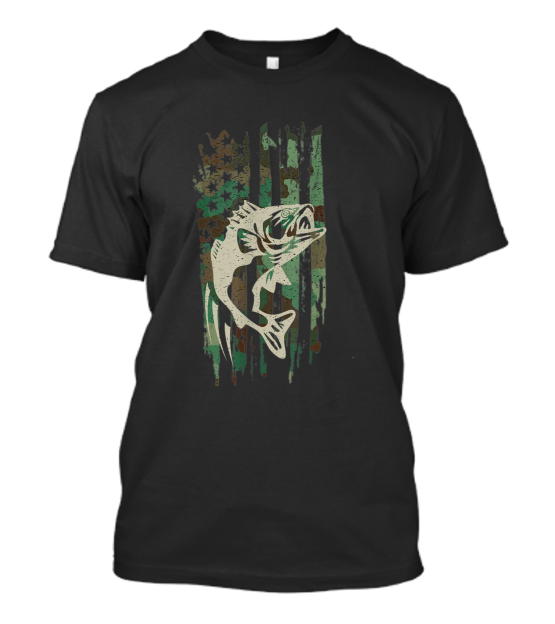American Flag Camouflage Bass Fishing T-Shirt