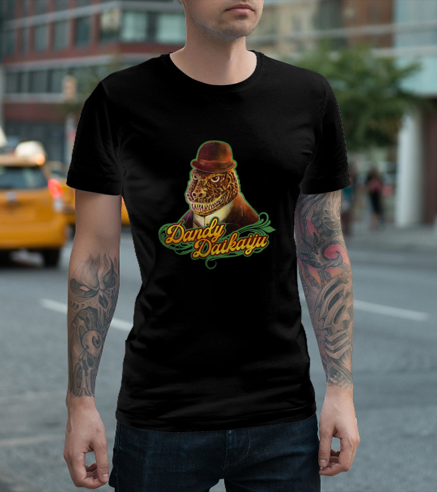 Dandy Daikaiju Dinosaur With Bowler Hat And Suit T-Shirt