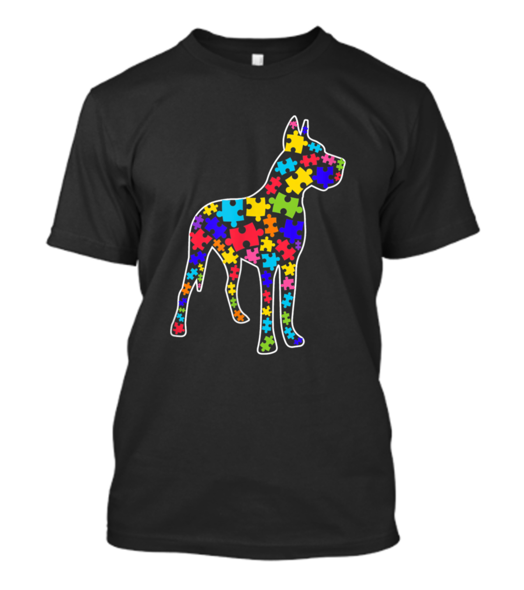 Doberman Dad Best Daddy Colorful Puzzle Piece Dog T-Shirt