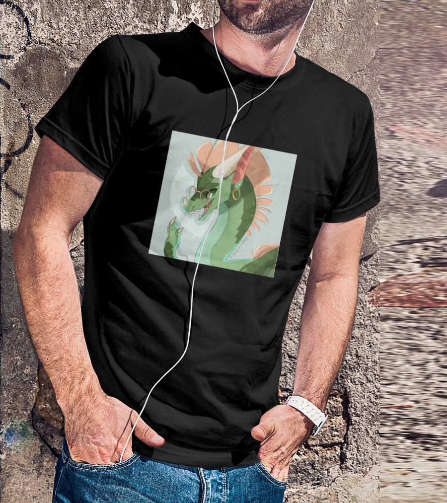Dragon Glasses Cool Green Reptile Wearing Sunglasses With Horns T-Shirt