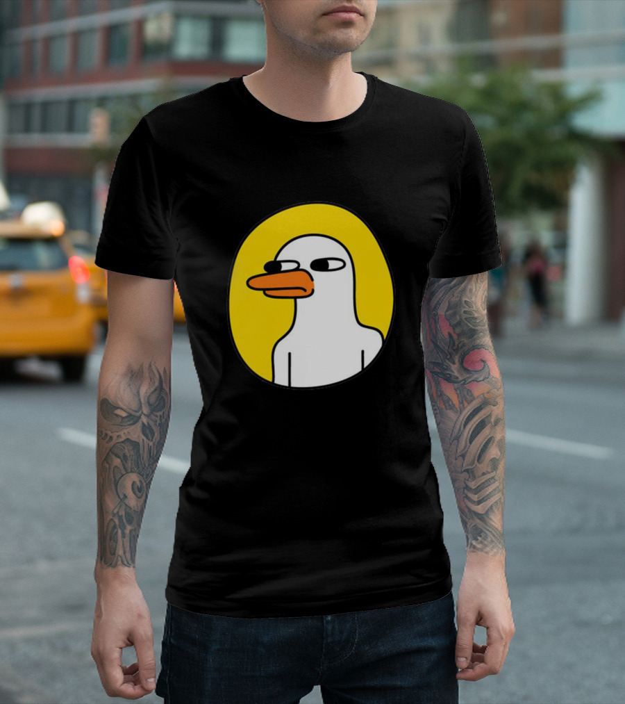 Duck Cartoon Saucy Meme Yellow Background T-Shirt