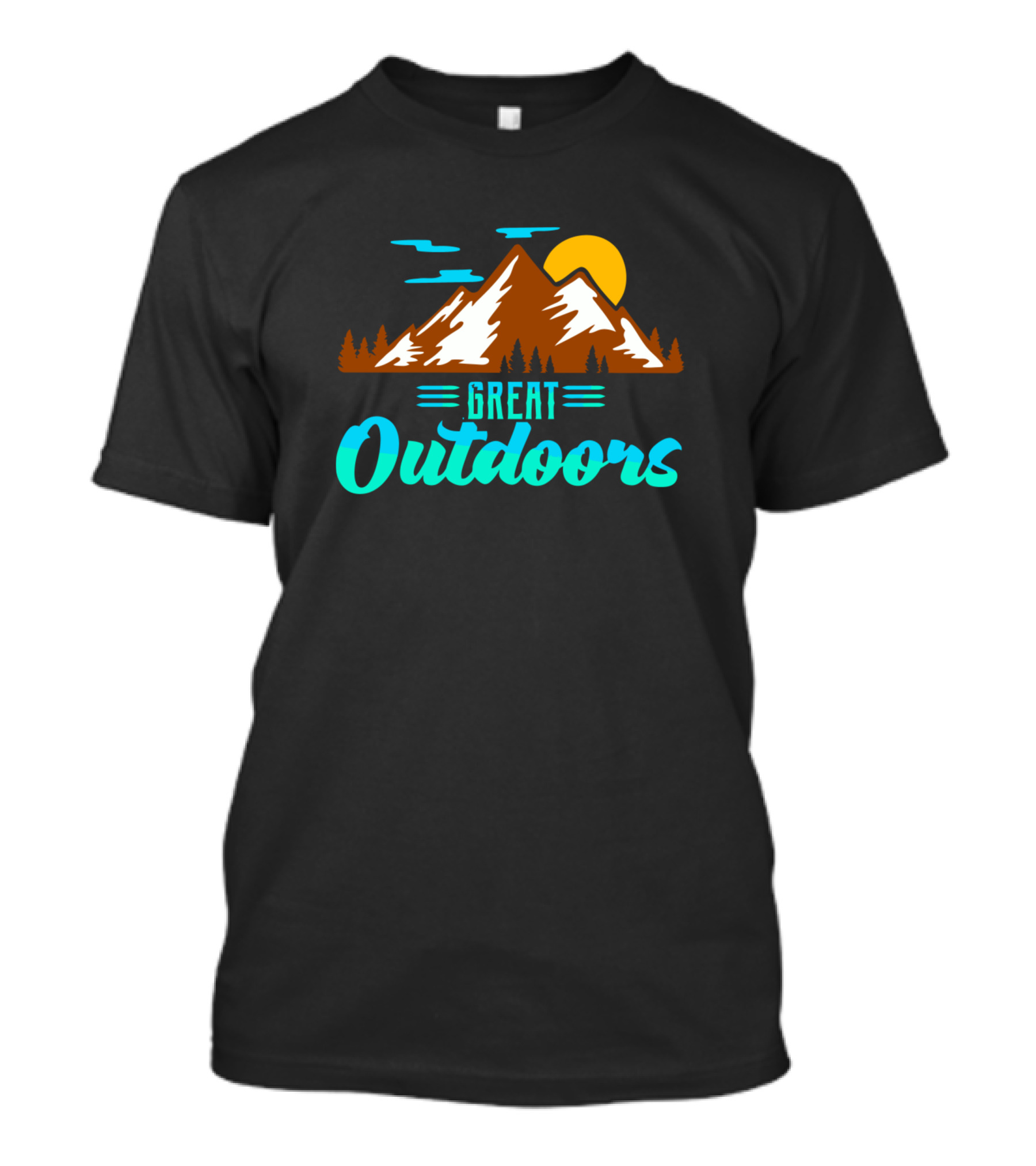Great Outdoors Mountain Landscape With Sun And Trees T-Shirt