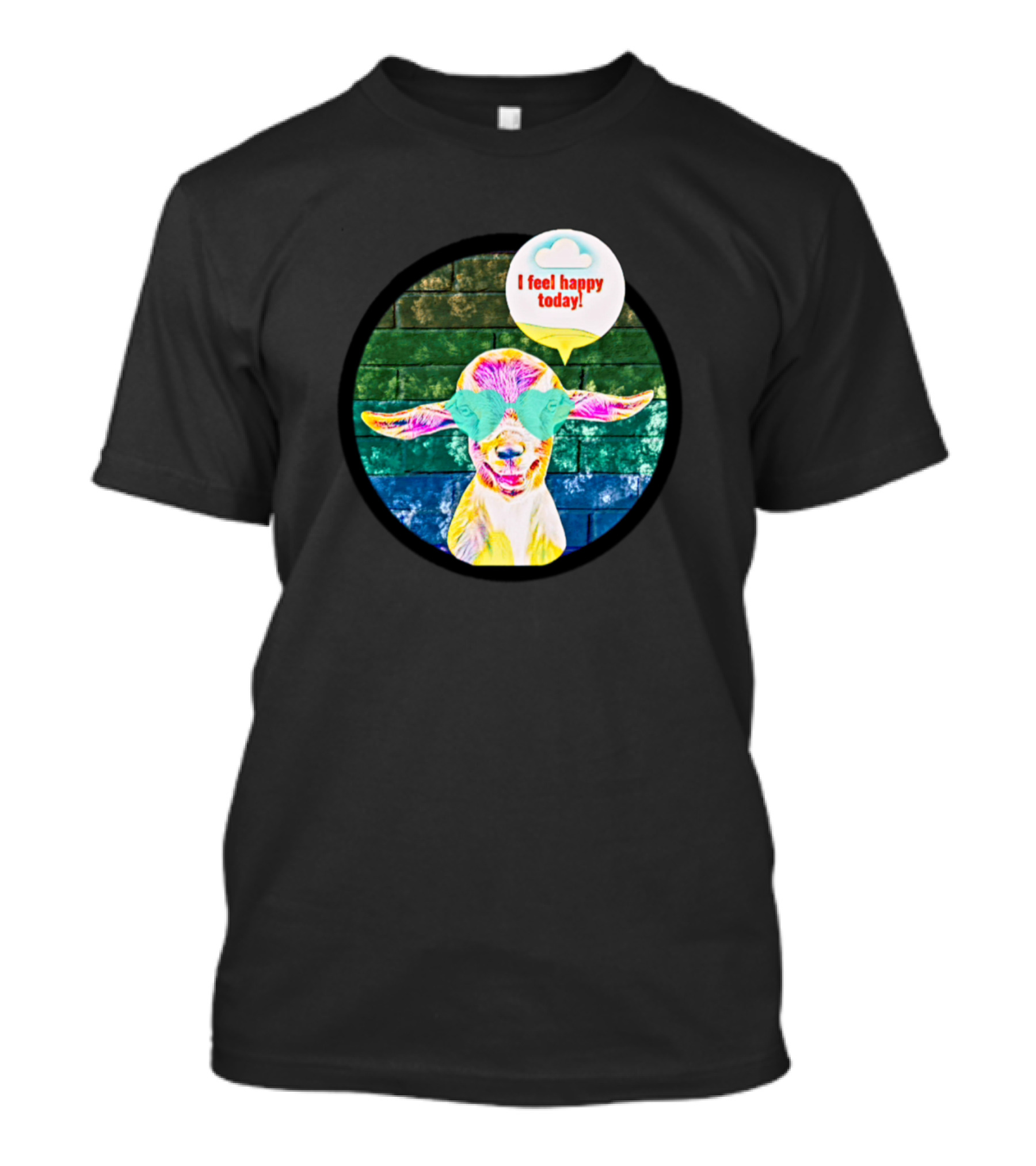 I Feel Happy Today Rainbow Goat With Glasses T-Shirt