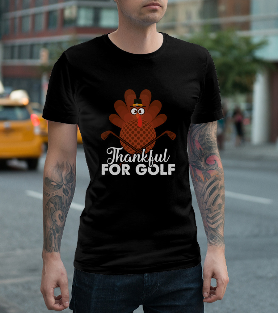 Thankful For Golf Thanksgiving Turkey T-Shirt