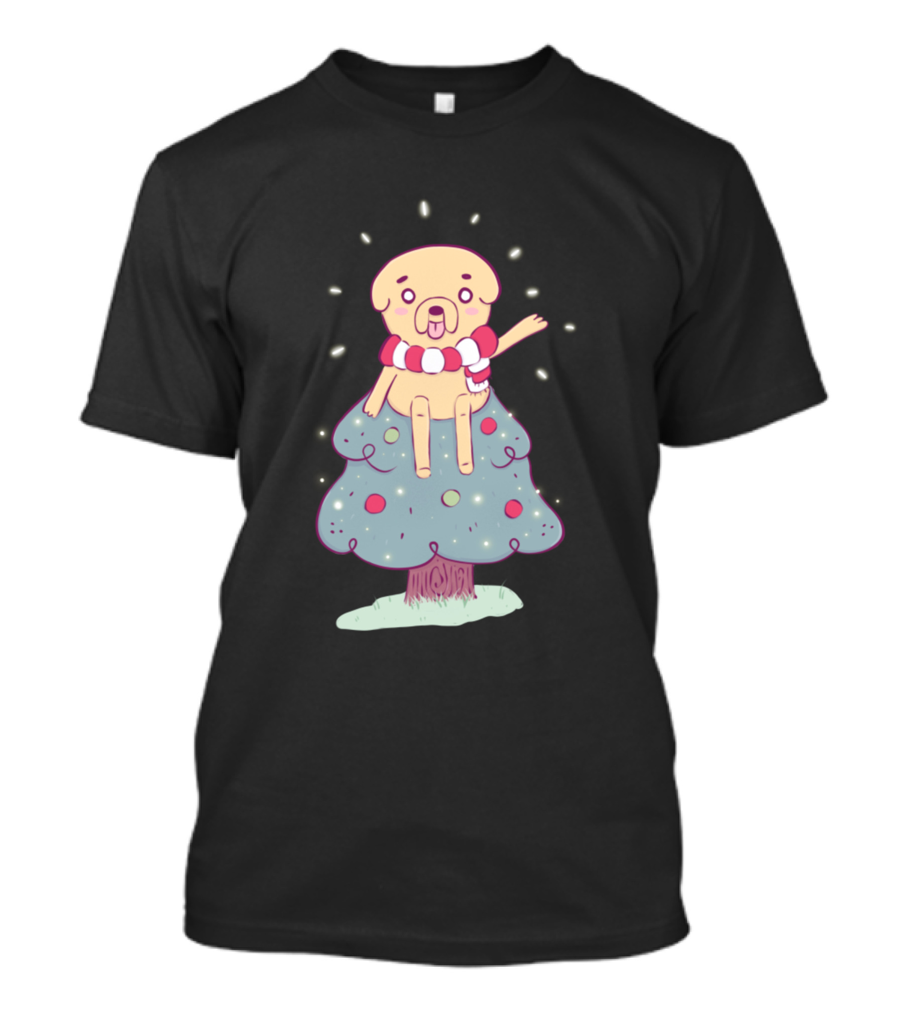 Christmas Tree Dog With Scarf And Lights T-Shirt