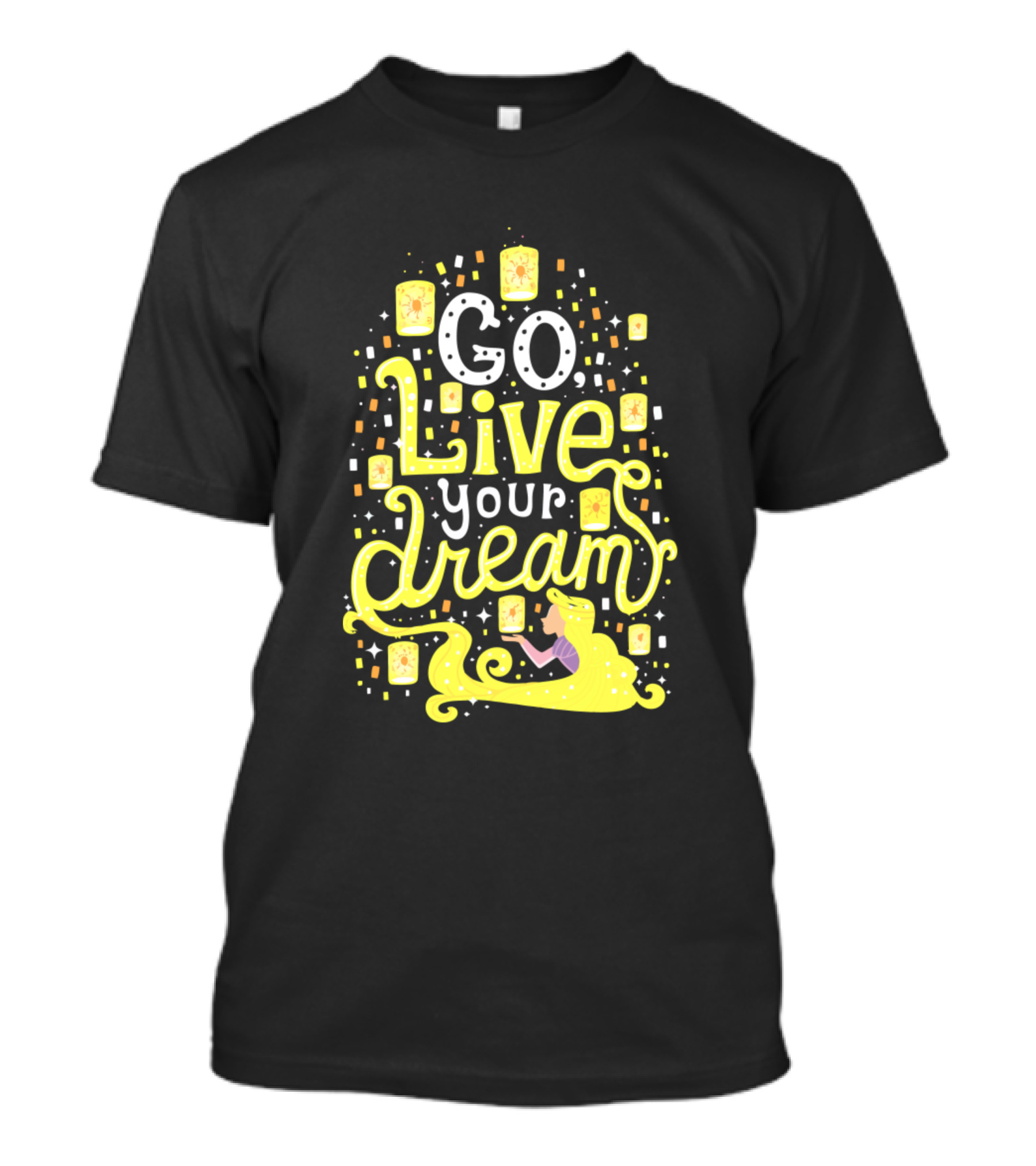 Go Live Your Dream Lanterns And Long Golden Hair T-Shirt