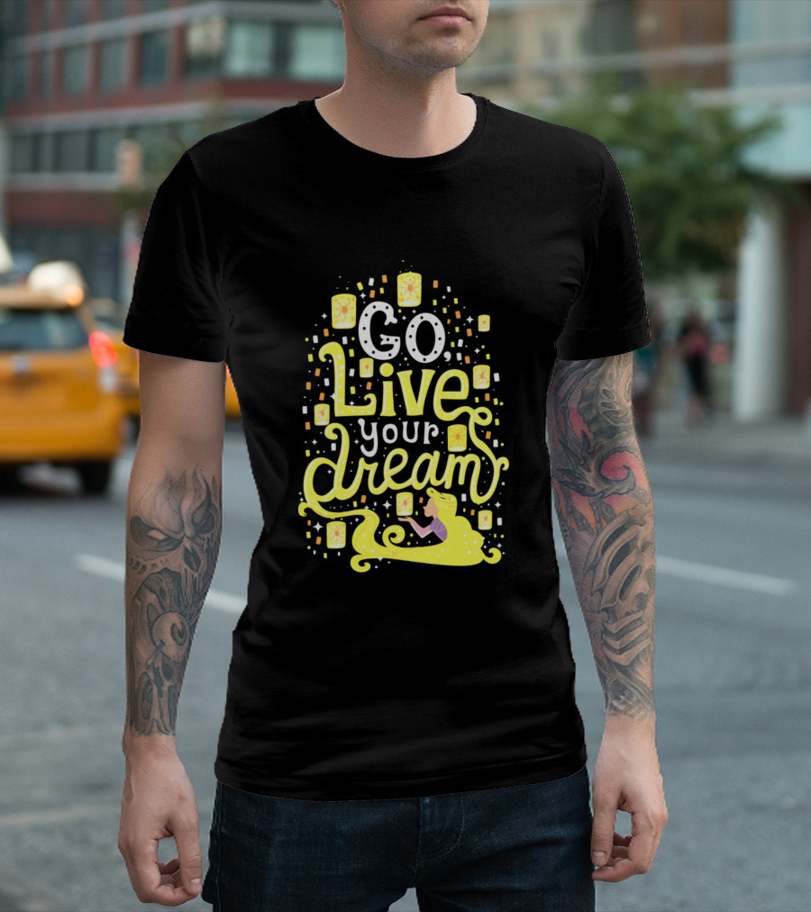 Go Live Your Dream Lanterns And Long Golden Hair T-Shirt