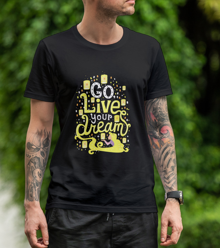 Go Live Your Dream Lanterns And Long Golden Hair T-Shirt