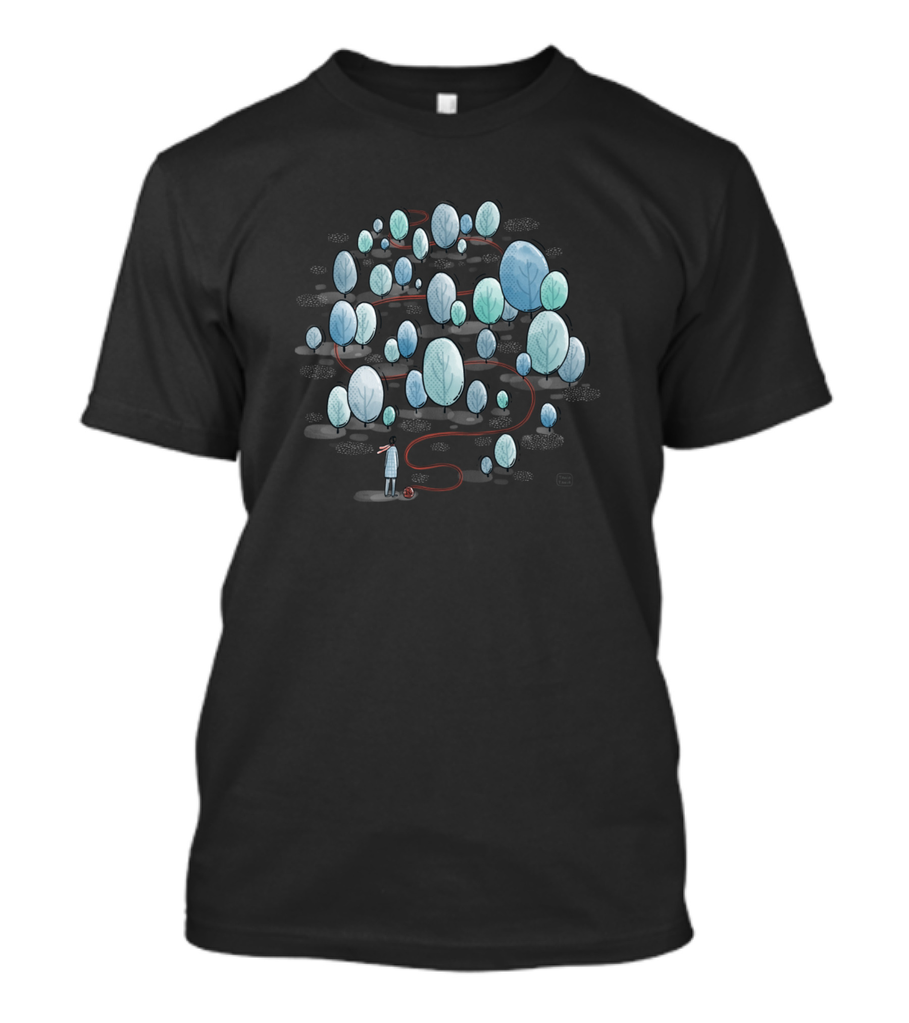 Magic Woods Connected Blue Trees Forest Path T-Shirt