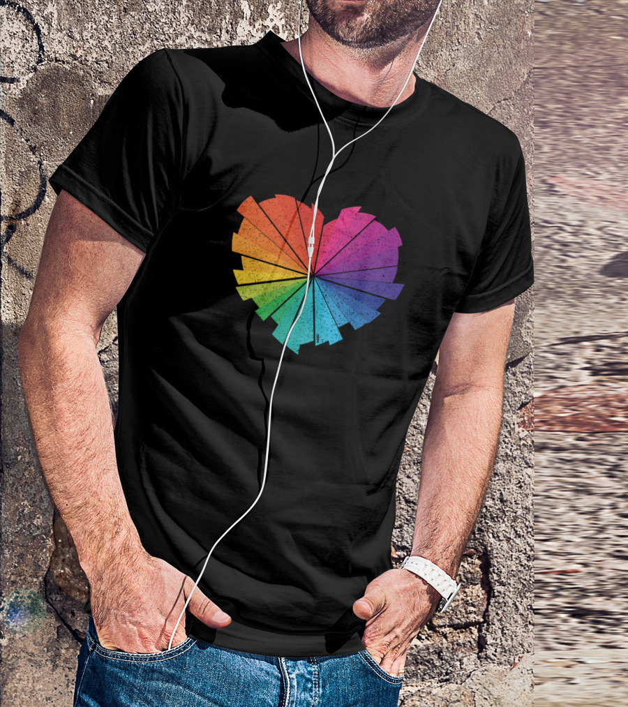 Rainbow Heart Spectrum Radiance Fanburst T-Shirt