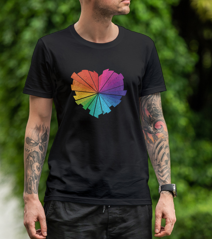 Rainbow Heart Spectrum Radiance Fanburst T-Shirt