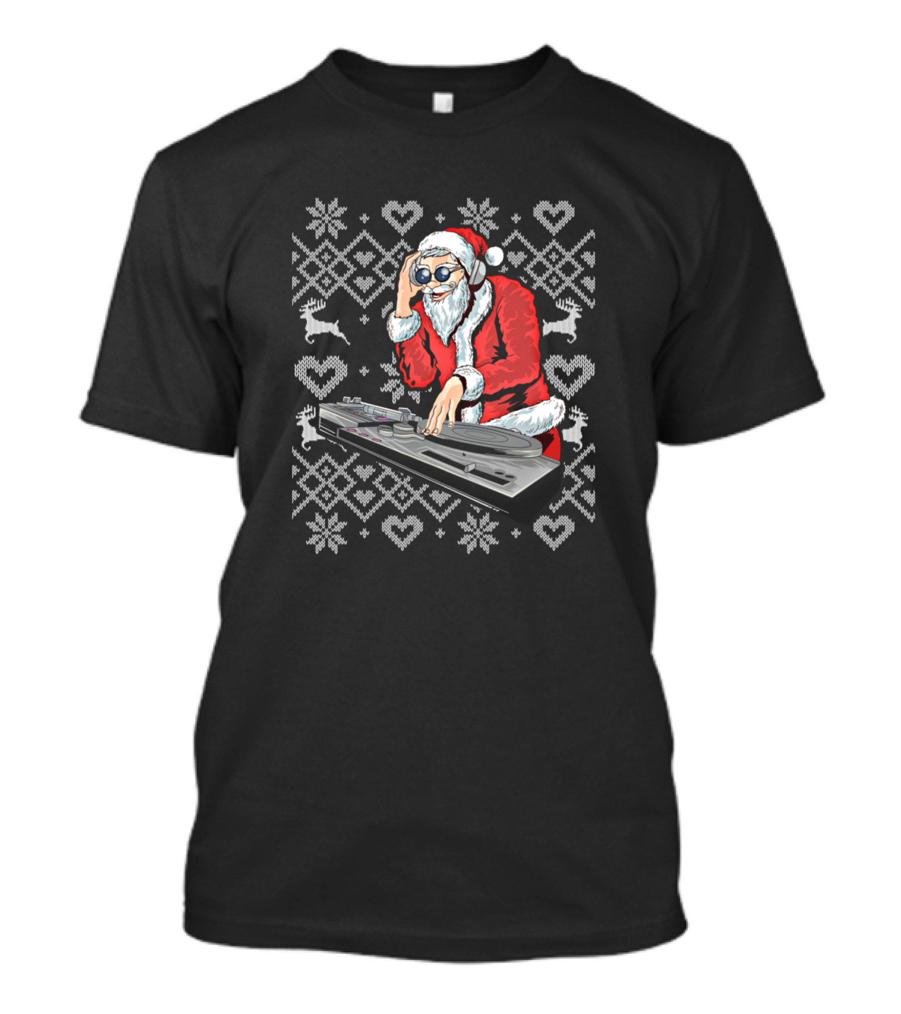 Santa Claus DJ Christmas Ugly Sweater Party Mix T-Shirt