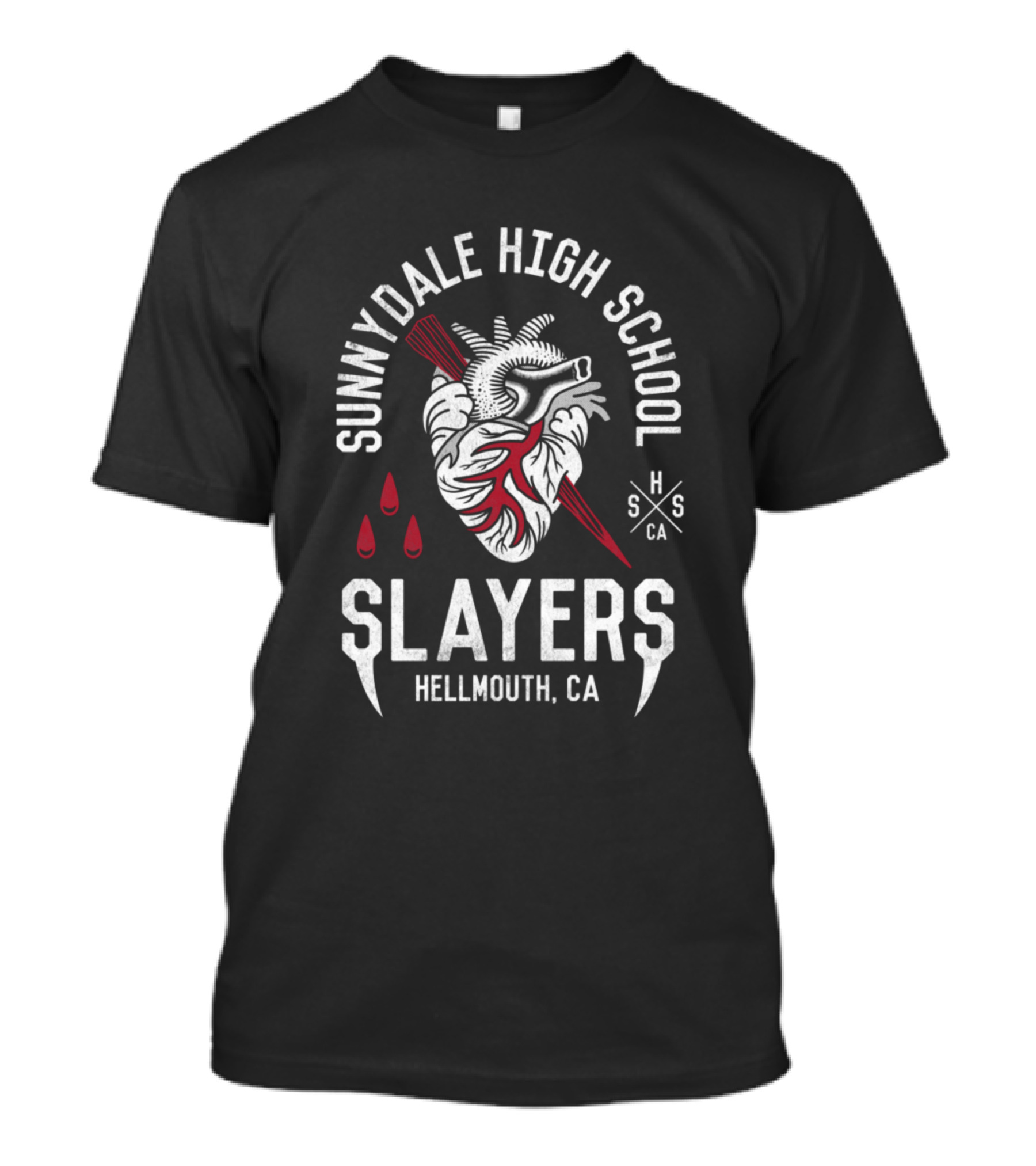 Sunnydale High School Slayers Hellmouth CA Heart And Stake T-Shirt