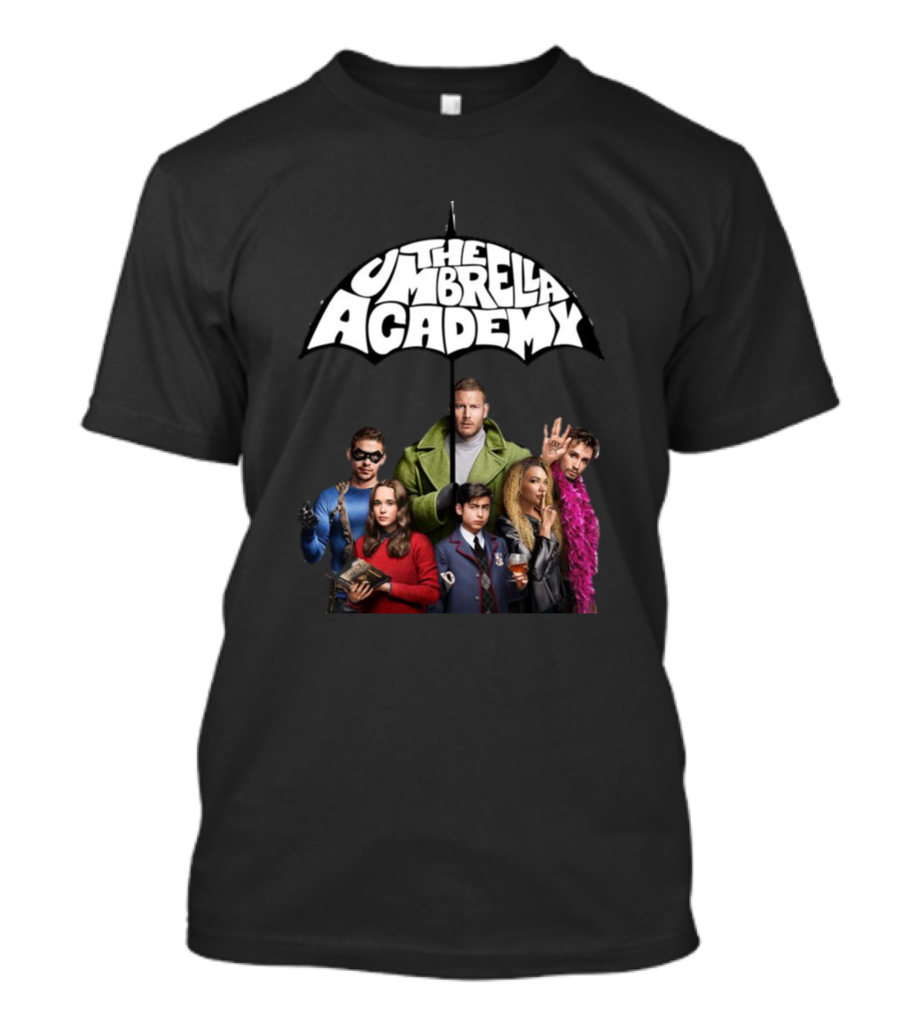 The Umbrella Academy Characters Group Under Umbrella T-Shirt