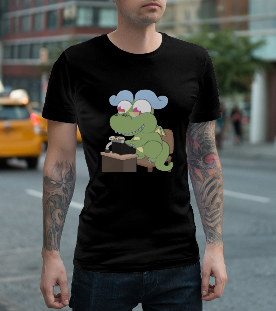 Writer Dragon Typing At A Desk T-Shirt