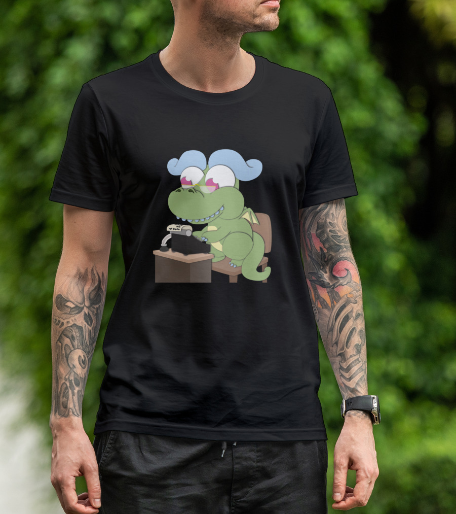 Writer Dragon Typing At A Desk T-Shirt