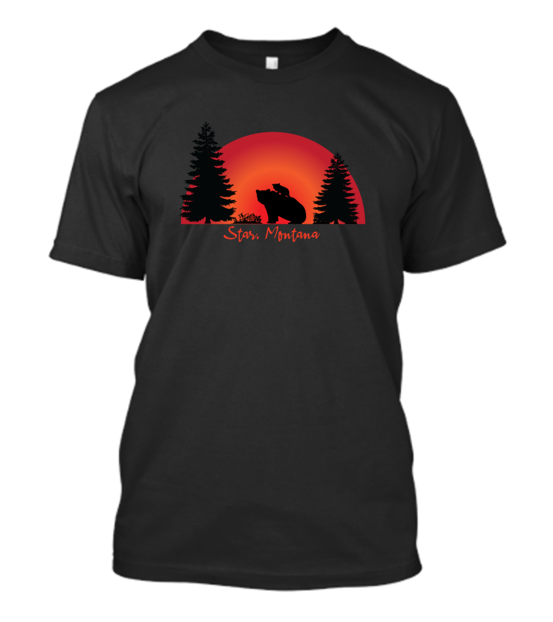 Star Montana Bear Sunset Forest Scene T-Shirt