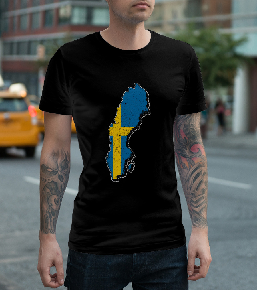 Sweden Swedish Map Vacation Travel Flag T-Shirt