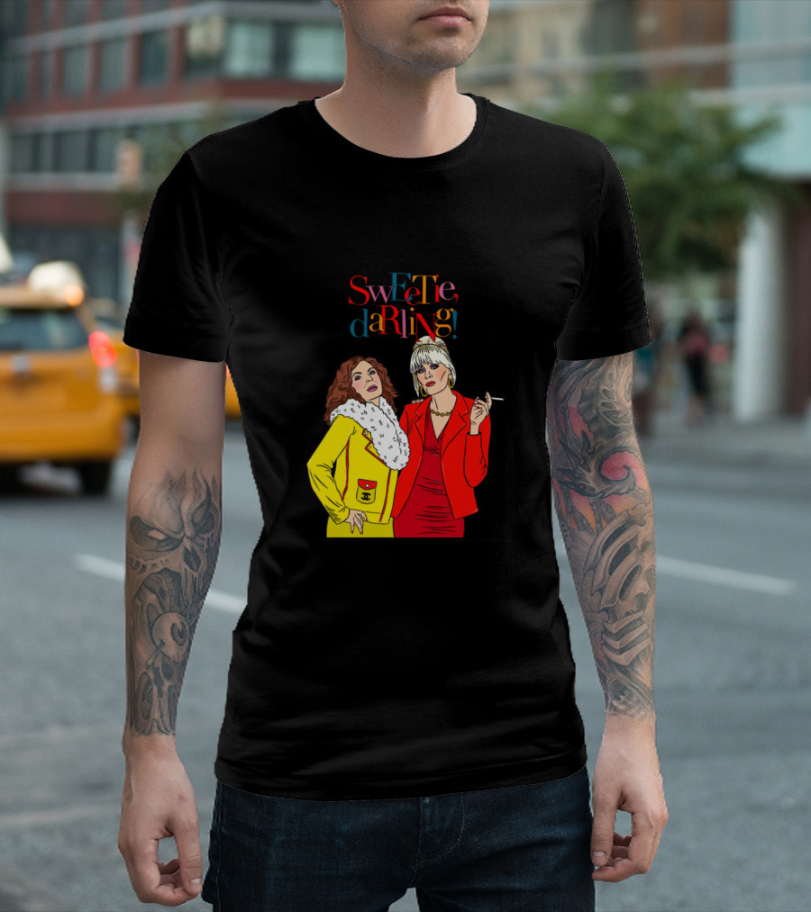 Sweetie Darling Fashion Icons with Colorful Text and Cigarette T-Shirt