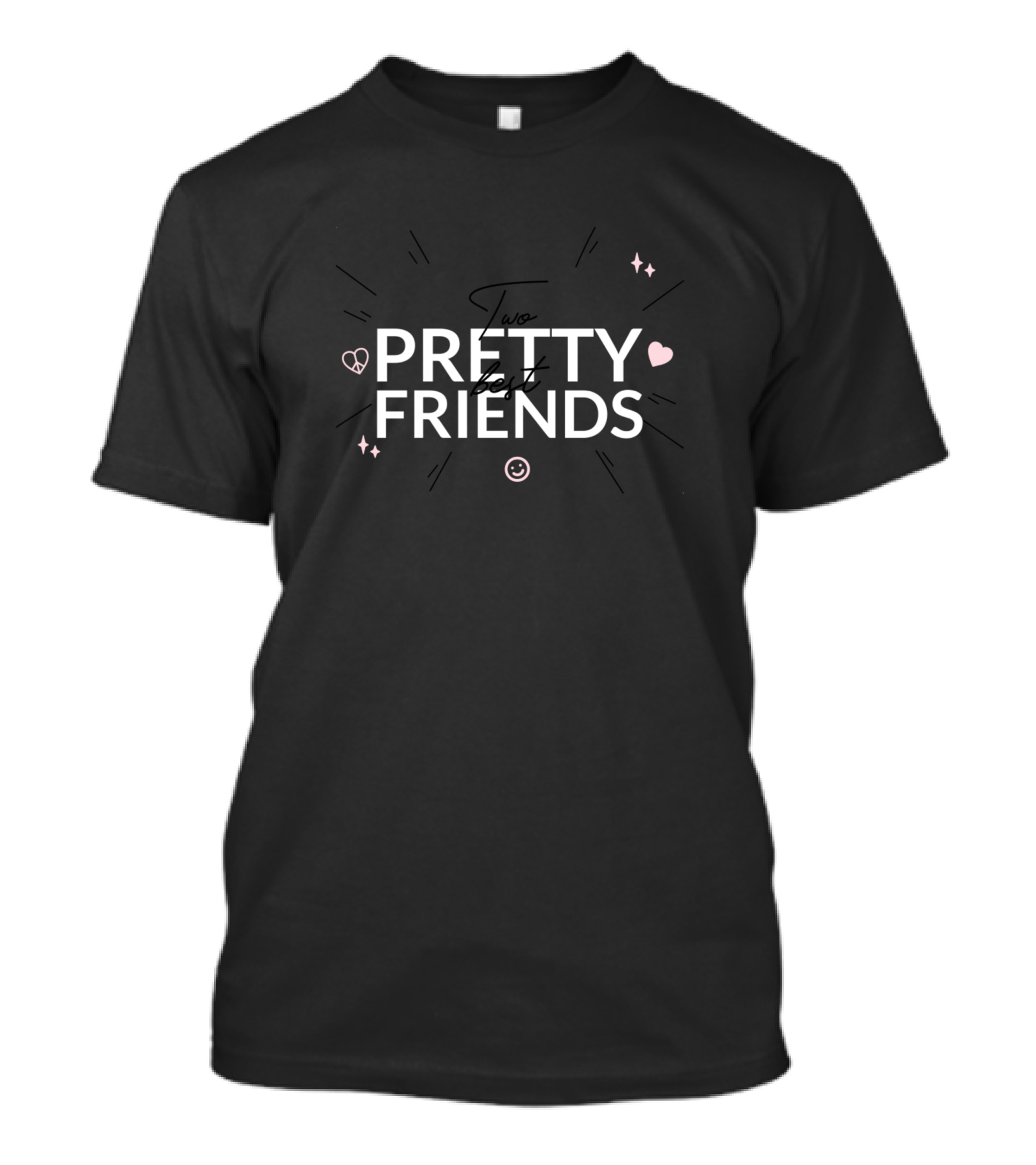 Two Pretty Friends Hearts Sparkle Smile T-Shirt