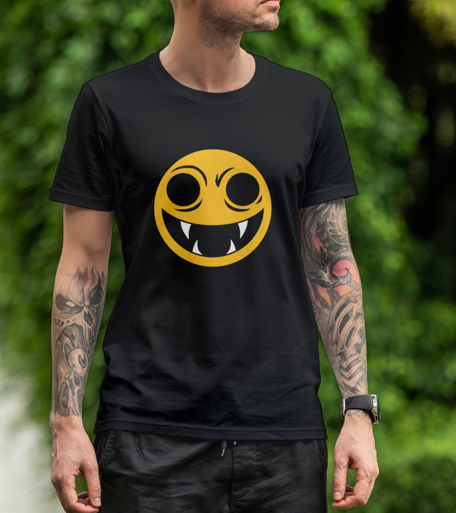 Vampire Smiley Face Cartoon Clip Fangs Expression T-Shirt