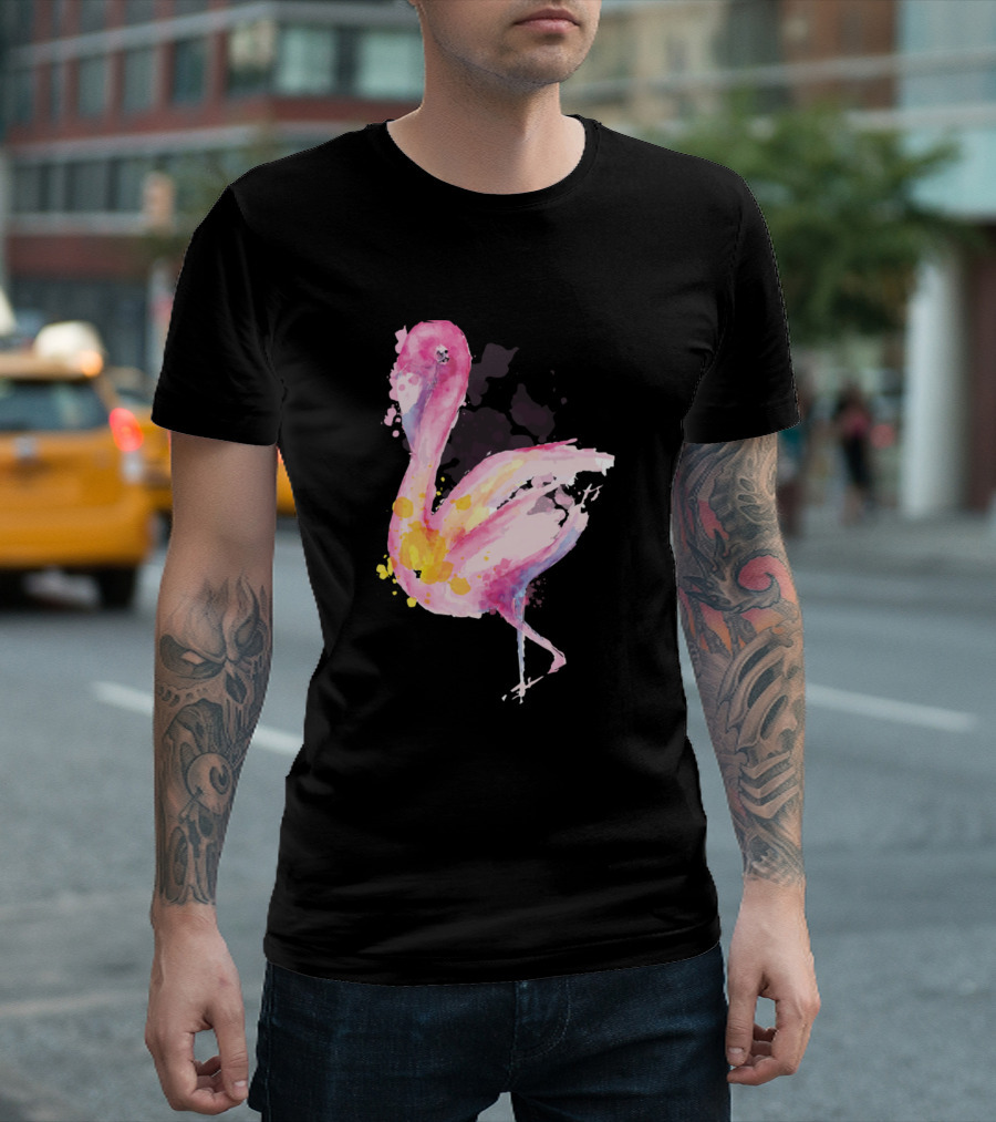 Watercolor Pink Flamingo Bird Animal T-Shirt