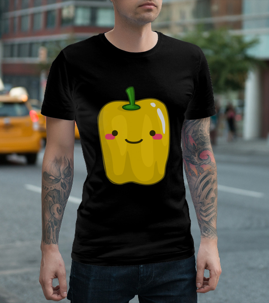 Kawaii Yellow Bell Pepper Cute Face T-Shirt