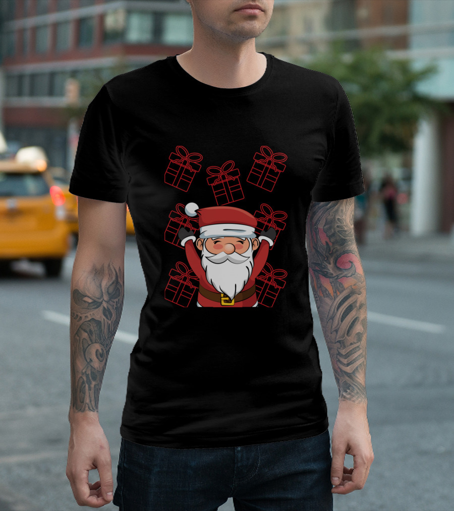 Christmas Santa with Gifts Everywhere T-Shirt