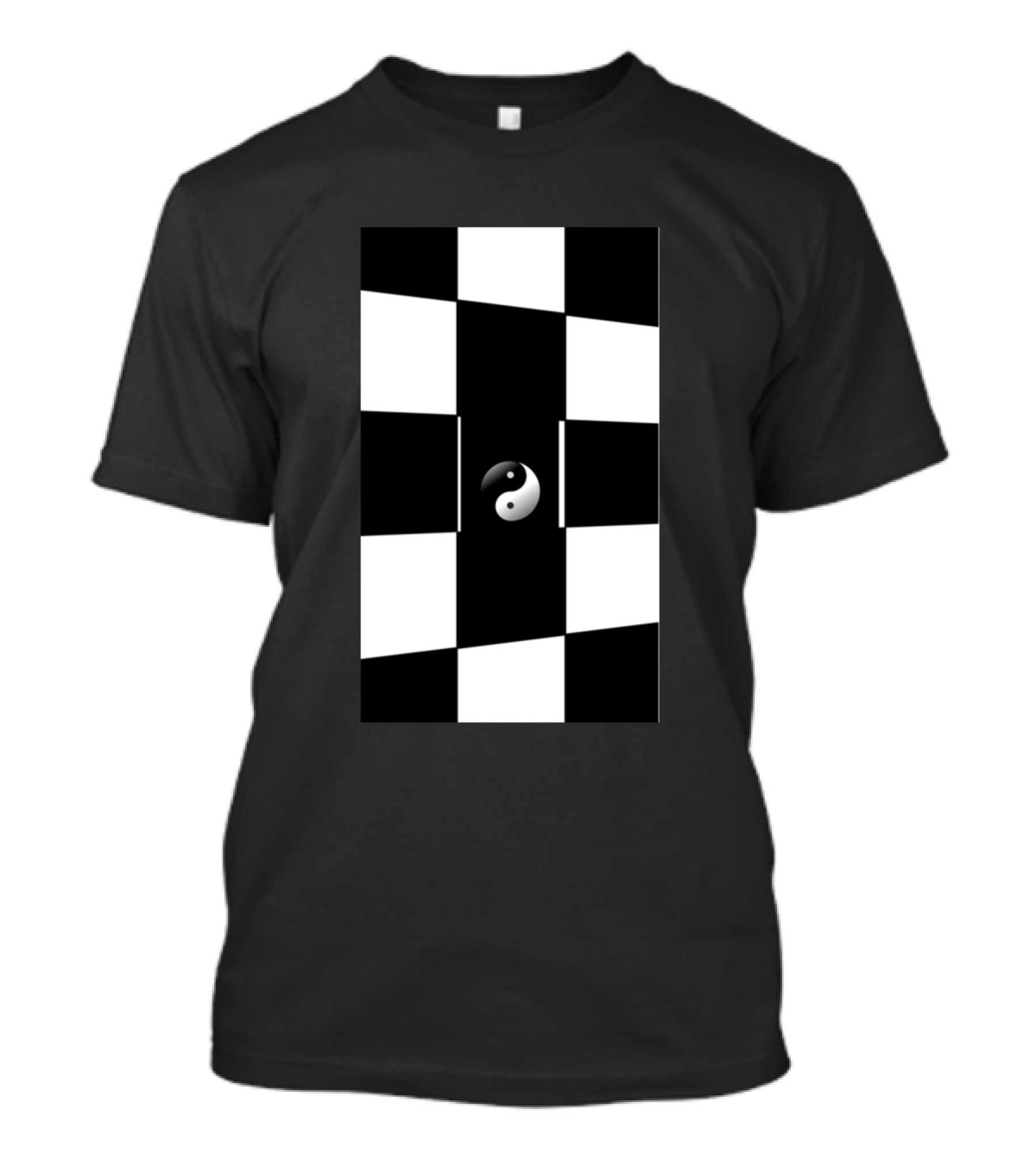 Black And White Checkerboard Yin Yang Game T-Shirt