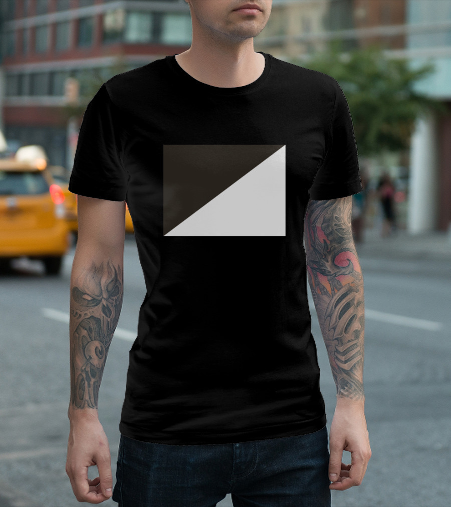 Black And White Half Diagonal Contrast Game T-Shirt