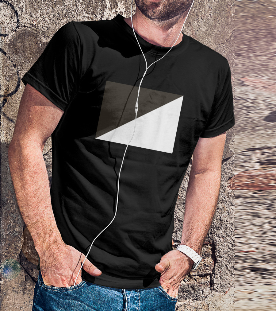 Black And White Half Diagonal Contrast Game T-Shirt