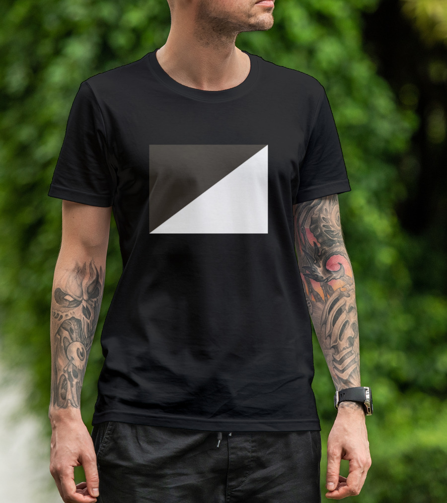 Black And White Half Diagonal Contrast Game T-Shirt