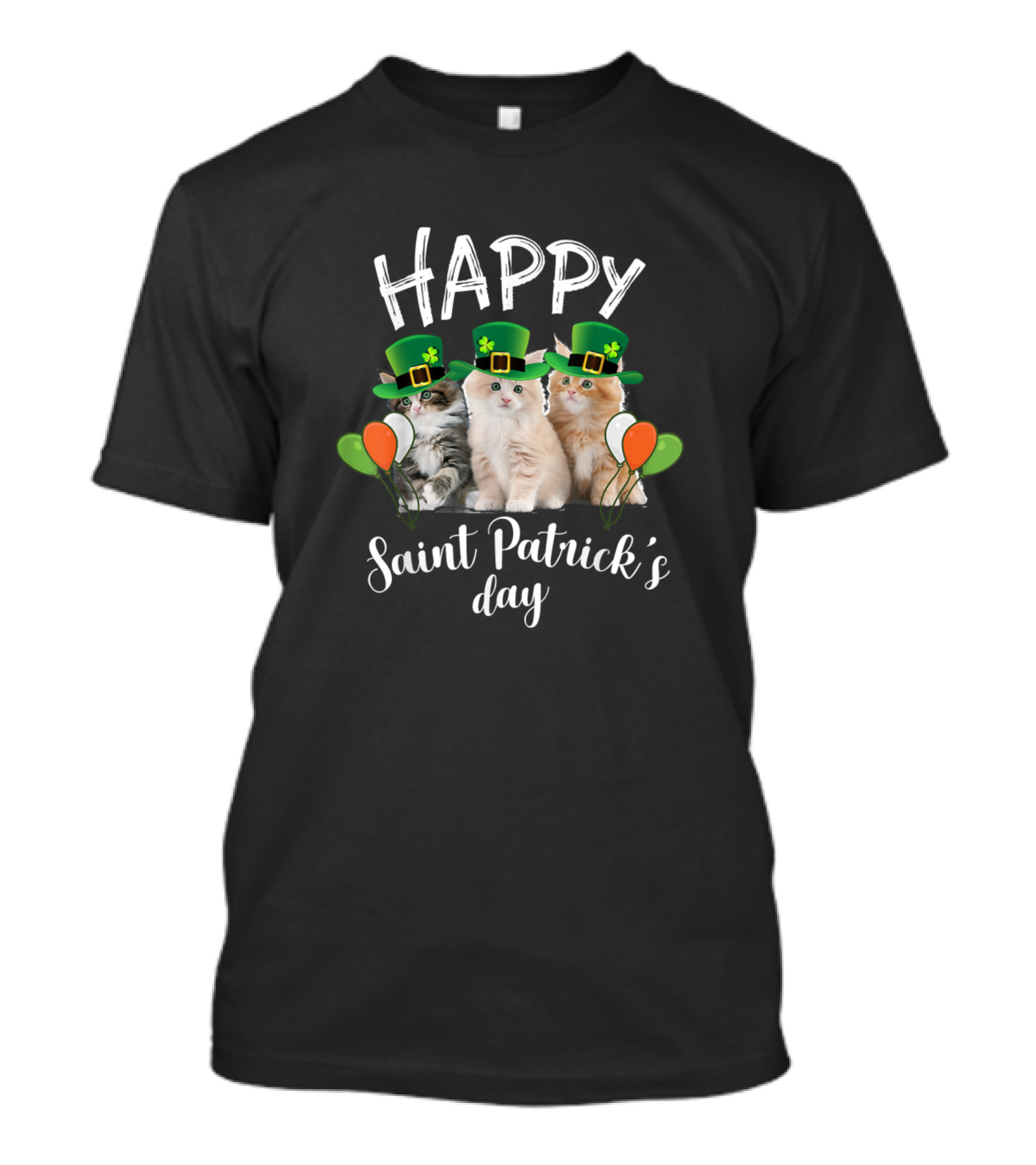 Happy Saint Patrick's Day Cats With Hats And Balloons T-Shirt