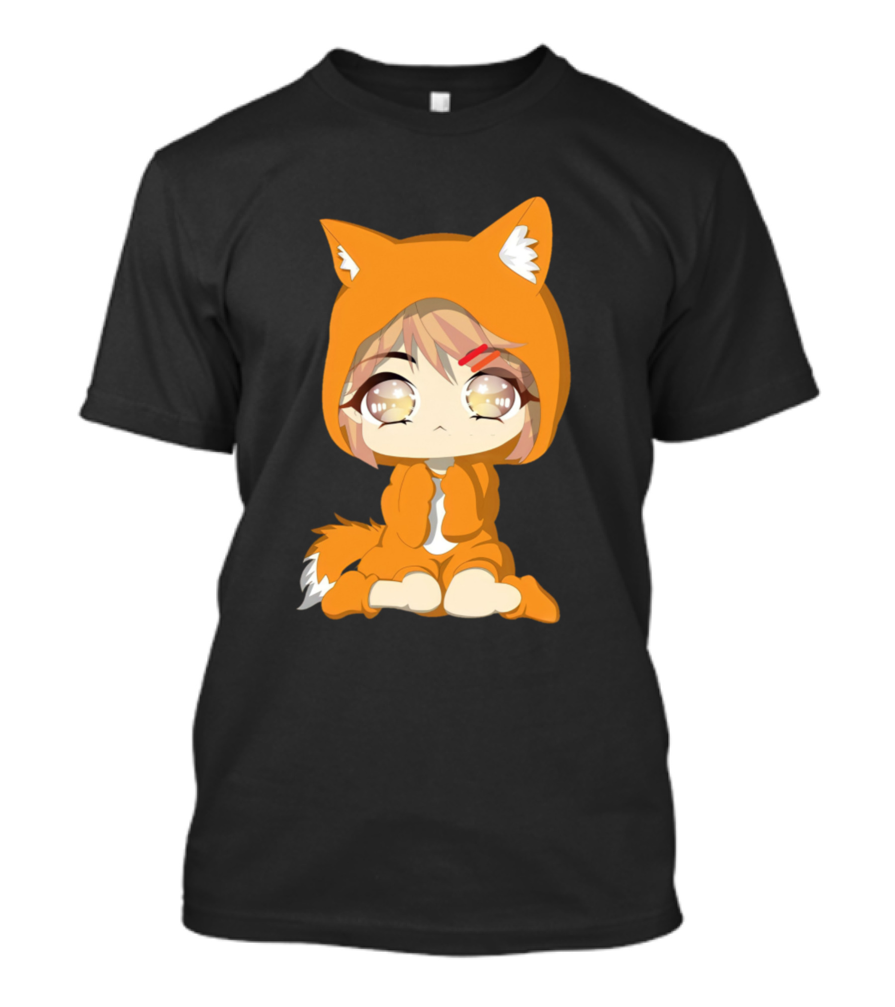 Cute Girl In Fox Costume With Foxy Ears And Tail T-Shirt