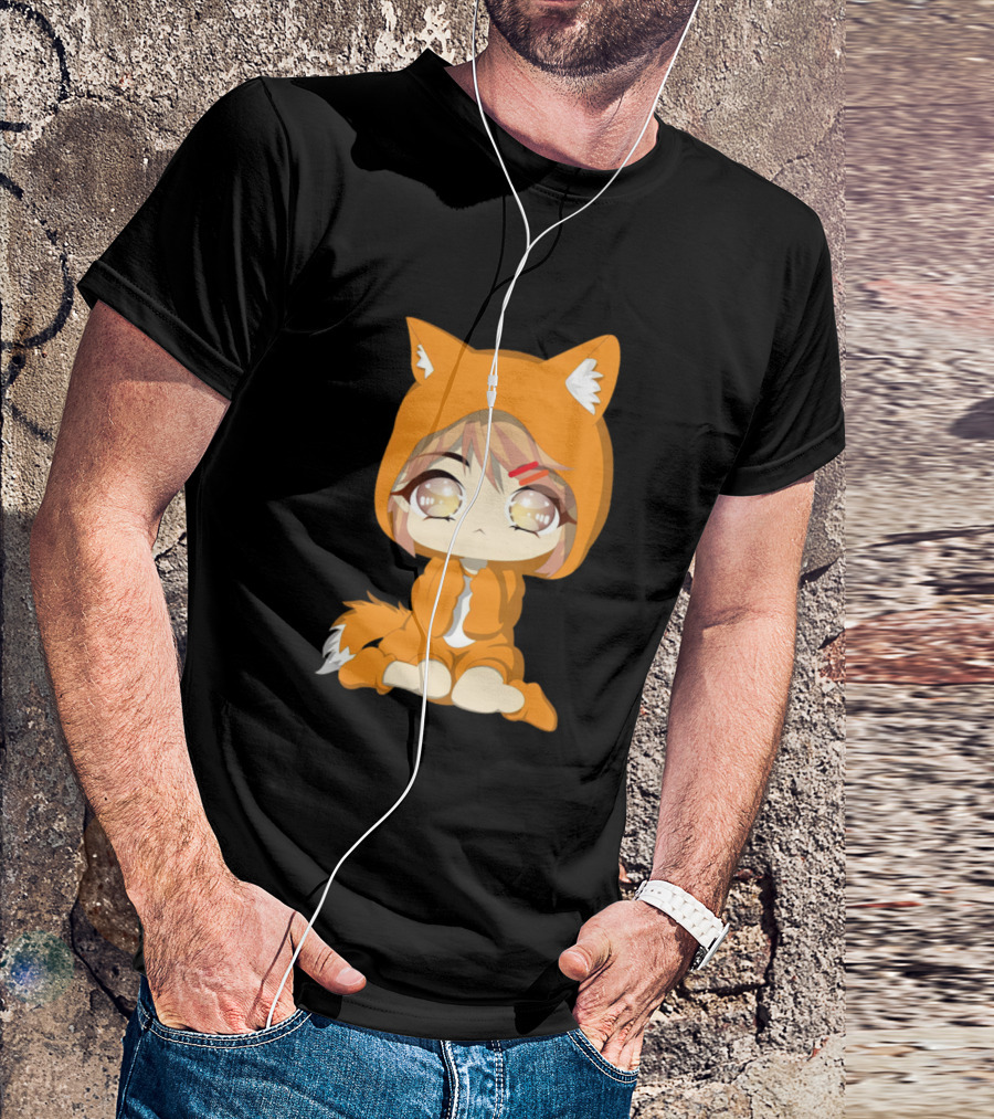 Cute Girl In Fox Costume With Foxy Ears And Tail T-Shirt