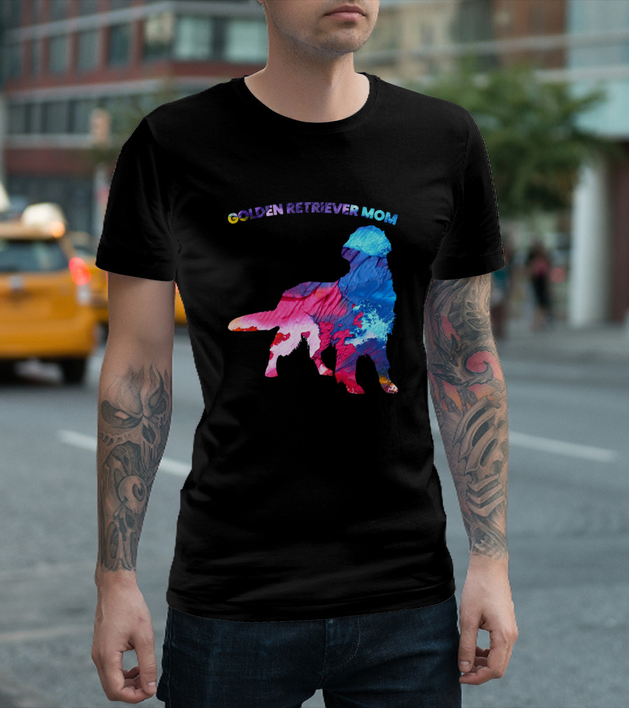Golden Retriever Mom Colorful Silhouette Dog T-Shirt