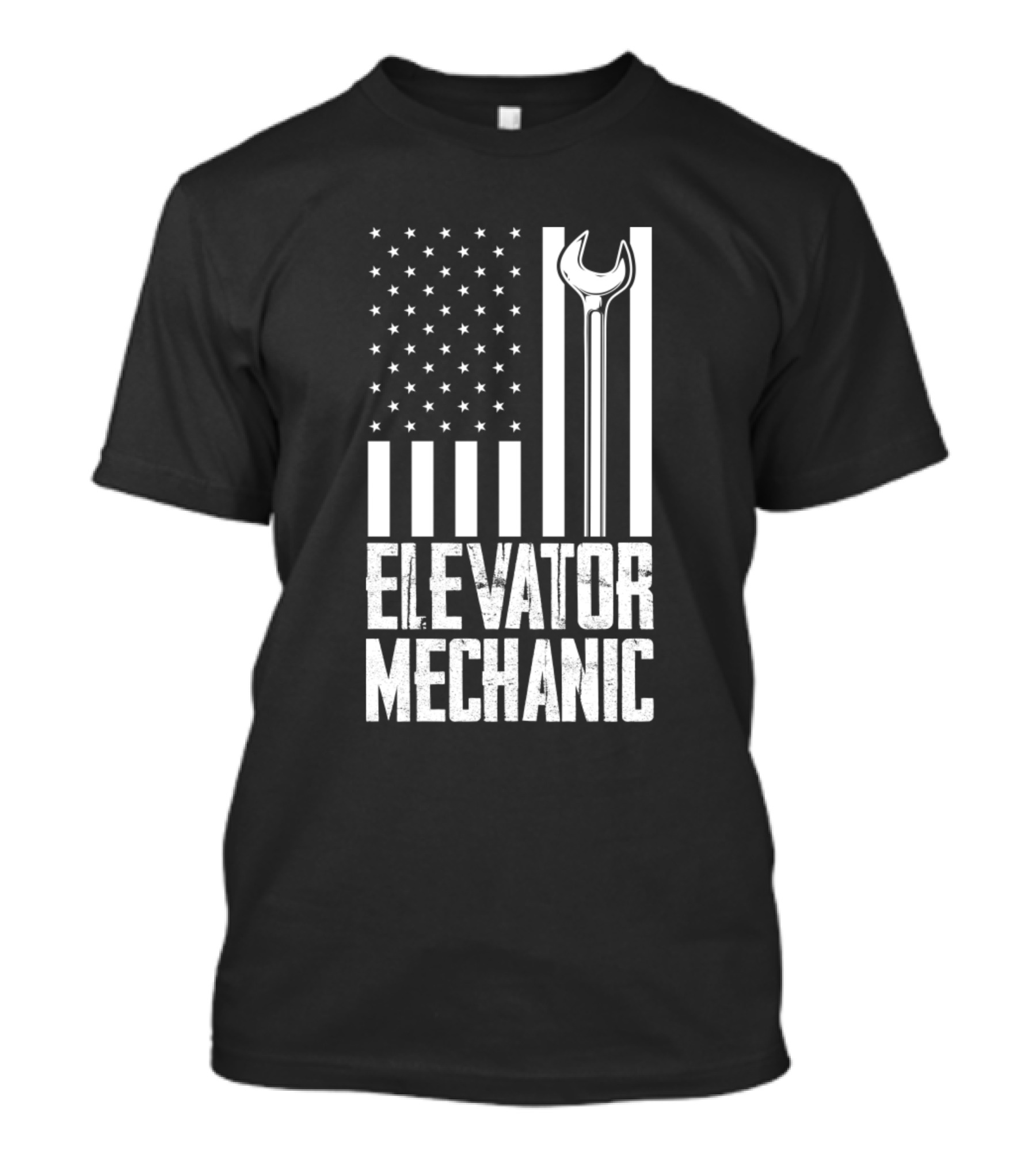 Elevator Mechanic USA Flag Wrench American Flag T-Shirt