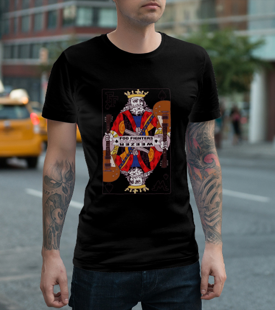 Foo Fighters Weezer King of Spades Card with Guitars T-Shirt